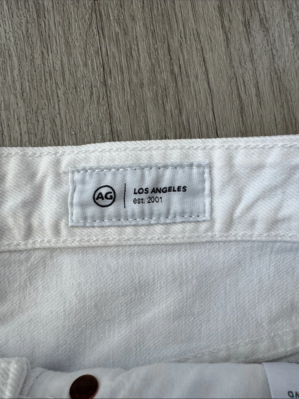 AG High-Rise Baggy Fit White Denim Shorts